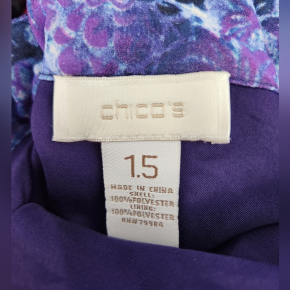 Chico's Maxi Purple Floral Print Sleeveless High-Low Size 1.5 (10) - Picture 3 of 3